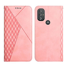 Leather Case Stands Flip Cover Holder Y02X for Motorola Moto G Play (2023) Rose Gold