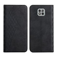 Leather Case Stands Flip Cover Holder Y02X for Motorola Moto G Power (2021) Black