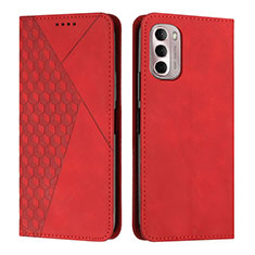 Leather Case Stands Flip Cover Holder Y02X for Motorola Moto G Stylus (2022) 5G Red