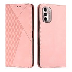 Leather Case Stands Flip Cover Holder Y02X for Motorola Moto G Stylus (2022) 5G Rose Gold