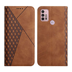 Leather Case Stands Flip Cover Holder Y02X for Motorola Moto G10 Power Brown