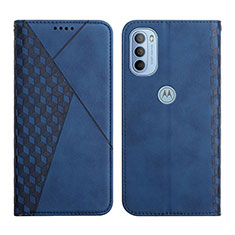 Leather Case Stands Flip Cover Holder Y02X for Motorola Moto G41 Blue
