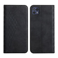 Leather Case Stands Flip Cover Holder Y02X for Motorola Moto G50 5G Black