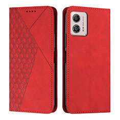 Leather Case Stands Flip Cover Holder Y02X for Motorola Moto G53 5G Red