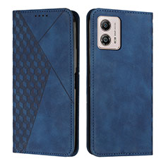 Leather Case Stands Flip Cover Holder Y02X for Motorola Moto G53j 5G Blue
