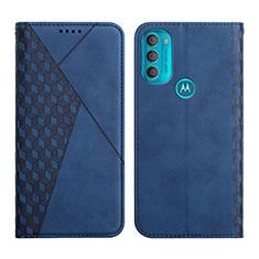 Leather Case Stands Flip Cover Holder Y02X for Motorola Moto G71 5G Blue