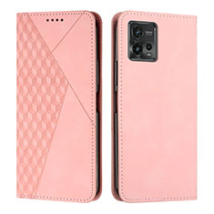 Leather Case Stands Flip Cover Holder Y02X for Motorola Moto G72 Rose Gold