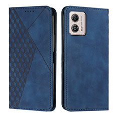 Leather Case Stands Flip Cover Holder Y02X for Motorola Moto G73 5G Blue