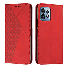 Leather Case Stands Flip Cover Holder Y02X for Motorola Moto X40 5G Red