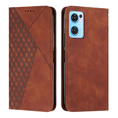 Leather Case Stands Flip Cover Holder Y02X for OnePlus Nord CE 2 5G Brown