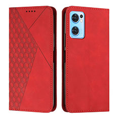 Leather Case Stands Flip Cover Holder Y02X for OnePlus Nord CE 2 5G Red