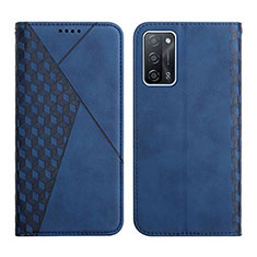 Leather Case Stands Flip Cover Holder Y02X for Oppo A53s 5G Blue