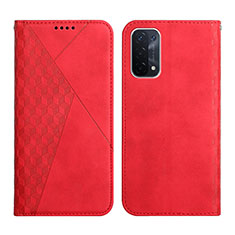 Leather Case Stands Flip Cover Holder Y02X for Oppo A54 5G Red
