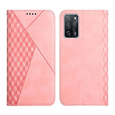 Leather Case Stands Flip Cover Holder Y02X for Oppo A56 5G Rose Gold