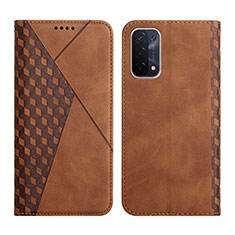 Leather Case Stands Flip Cover Holder Y02X for Oppo A74 5G Brown