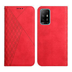 Leather Case Stands Flip Cover Holder Y02X for Oppo A94 5G Red