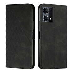 Leather Case Stands Flip Cover Holder Y02X for Oppo F21 Pro 4G Black