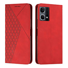 Leather Case Stands Flip Cover Holder Y02X for Oppo F21 Pro 4G Red