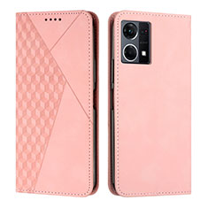 Leather Case Stands Flip Cover Holder Y02X for Oppo F21 Pro 4G Rose Gold