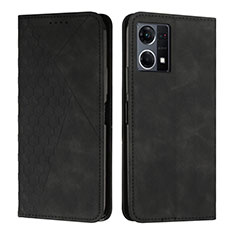 Leather Case Stands Flip Cover Holder Y02X for Oppo F21s Pro 4G Black