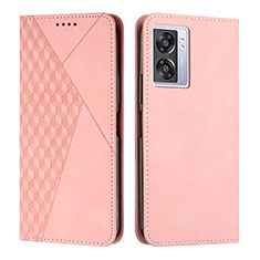 Leather Case Stands Flip Cover Holder Y02X for Oppo K10 5G India Rose Gold