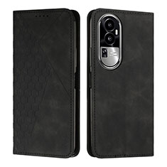 Leather Case Stands Flip Cover Holder Y02X for Oppo Reno10 Pro+ Plus 5G Black