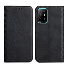 Leather Case Stands Flip Cover Holder Y02X for Oppo Reno5 Z 5G Black