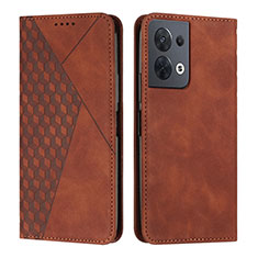 Leather Case Stands Flip Cover Holder Y02X for Oppo Reno9 Pro 5G Brown