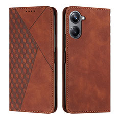 Leather Case Stands Flip Cover Holder Y02X for Realme 10 4G Brown