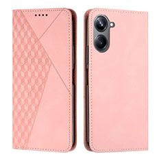 Leather Case Stands Flip Cover Holder Y02X for Realme 10 Pro 5G Rose Gold