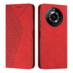 Leather Case Stands Flip Cover Holder Y02X for Realme 11 Pro 5G Red