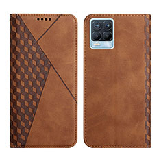 Leather Case Stands Flip Cover Holder Y02X for Realme 8 4G Brown