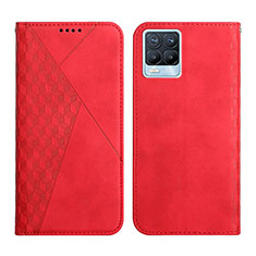 Leather Case Stands Flip Cover Holder Y02X for Realme 8 4G Red