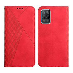 Leather Case Stands Flip Cover Holder Y02X for Realme 8s 5G Red