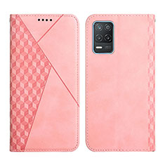 Leather Case Stands Flip Cover Holder Y02X for Realme 9 5G India Rose Gold