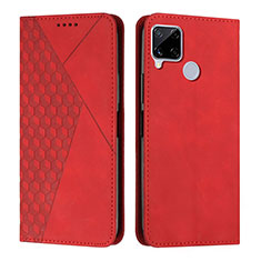 Leather Case Stands Flip Cover Holder Y02X for Realme C25 Red