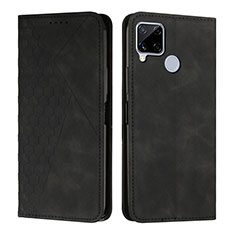 Leather Case Stands Flip Cover Holder Y02X for Realme C25S Black