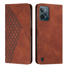 Leather Case Stands Flip Cover Holder Y02X for Realme C31 Brown