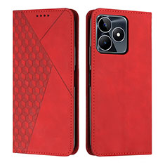 Leather Case Stands Flip Cover Holder Y02X for Realme C51 Red