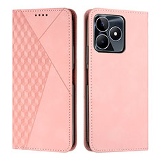 Leather Case Stands Flip Cover Holder Y02X for Realme C51 Rose Gold