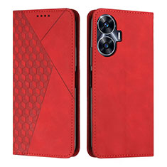 Leather Case Stands Flip Cover Holder Y02X for Realme C55 Red