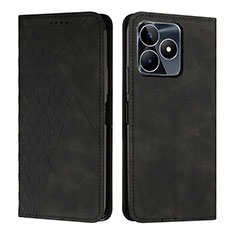 Leather Case Stands Flip Cover Holder Y02X for Realme C67 Black