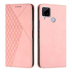 Leather Case Stands Flip Cover Holder Y02X for Realme Narzo 30A Rose Gold