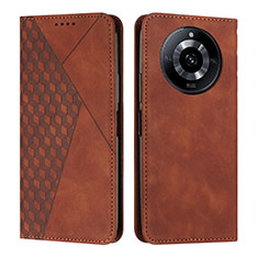 Leather Case Stands Flip Cover Holder Y02X for Realme Narzo 60 5G Brown