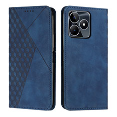 Leather Case Stands Flip Cover Holder Y02X for Realme Narzo N53 Blue