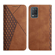 Leather Case Stands Flip Cover Holder Y02X for Realme Q3 5G Brown