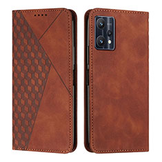 Leather Case Stands Flip Cover Holder Y02X for Realme Q5 5G Brown