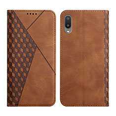 Leather Case Stands Flip Cover Holder Y02X for Samsung Galaxy A02 Brown