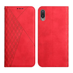 Leather Case Stands Flip Cover Holder Y02X for Samsung Galaxy A02 Red