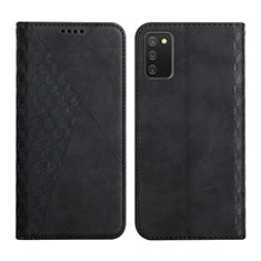 Leather Case Stands Flip Cover Holder Y02X for Samsung Galaxy A03s Black